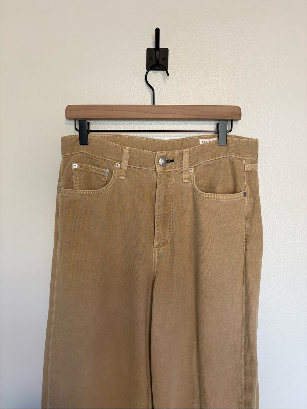 Rag & Bone Featherweight Logan Mid-Rise Wide Leg Jeans Minimalist Beige 28 - Picture 6 of 12